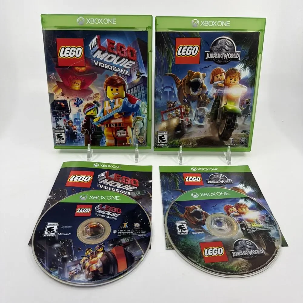 Xbox One LEGO Game Lot of 2 LEGO Movie Video Game & Jurassic World CIB Tested